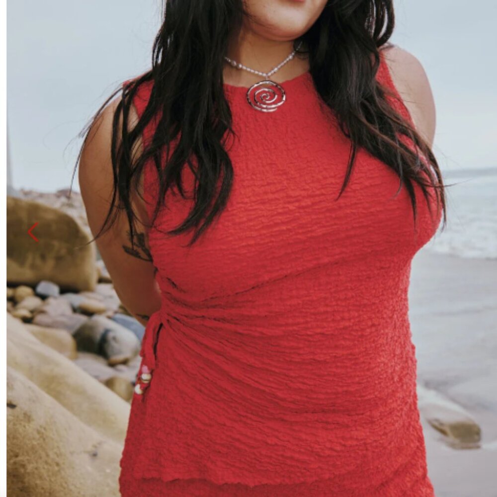 Erin Tank Lisa Says Gah - red pepper - crinkle fabric XL - Picture 5 of 7
